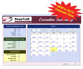 Preventive Maintenance Software NEW FEATURE Calendar View and Executive Summary - KeepTraK