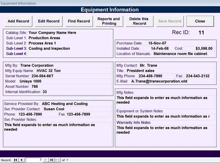 KeepTrak EQUIPMENT INFORMATION