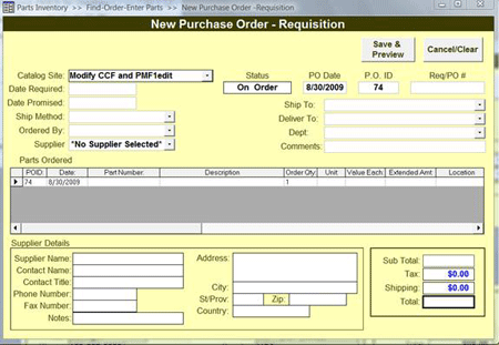 KeepTrak Purchase Order Builder